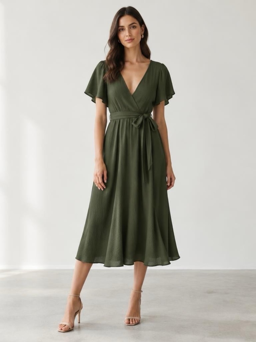 Green tie back dress by Emma and Michelle